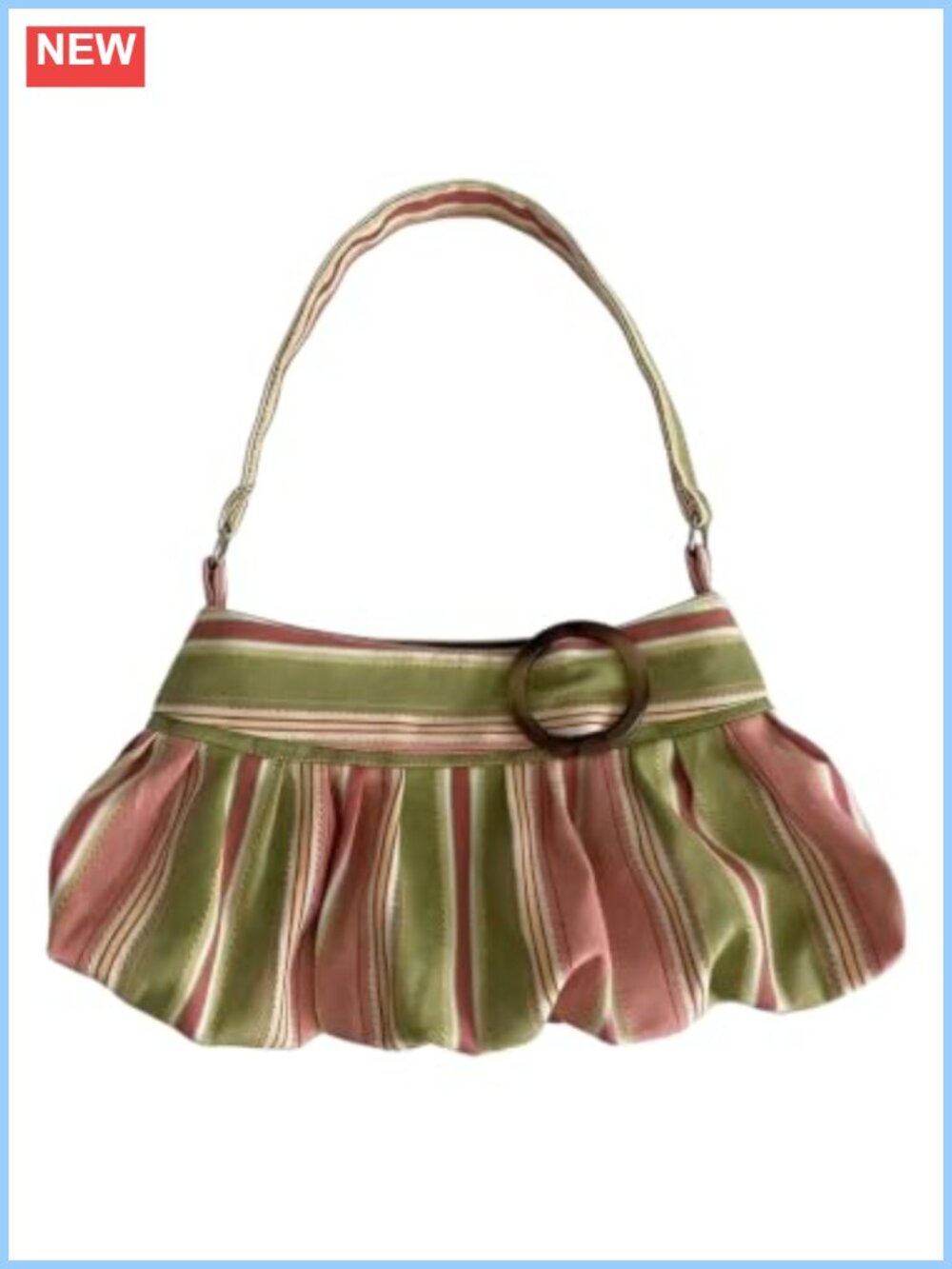Striped Ruched Single Strap Hobo Shoulder Bag Y2K Underarm Purse